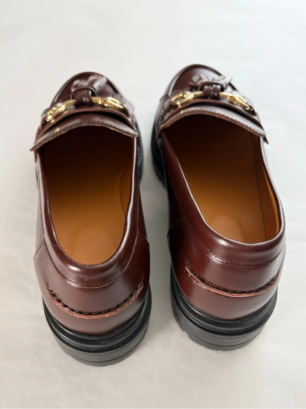 Women's Sézane Amy Leather Loafer in Glossy Chocolate NEW